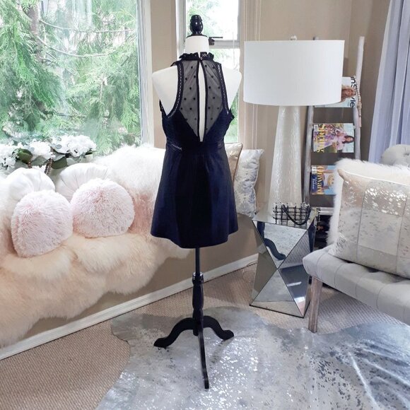 NWT Free People black mesh embroidered eyelet detail dress, S - Picture 6 of 15